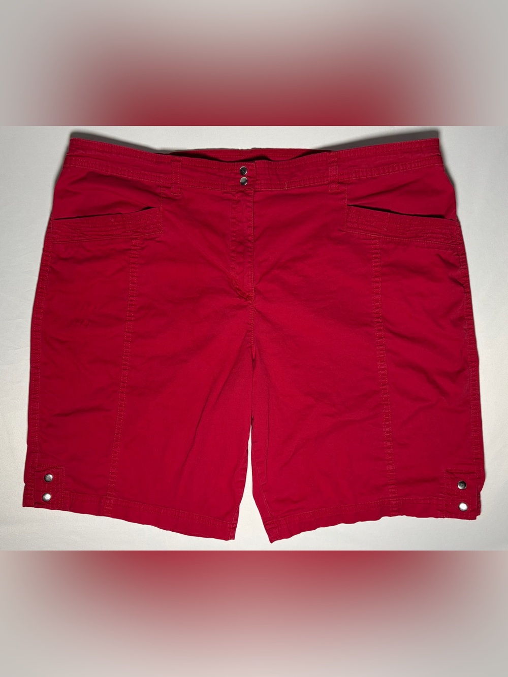 Karen Scott Missy Utility Pocket Bermuda Shorts Women's 18 Red Excellent Vintage